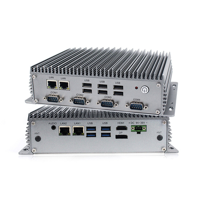 DC 9V - 36V มินิพีซีอุตสาหกรรมไร้พัดลม Windows 10 / Linux TPM 2.0 Intel 8th Skylake-U SOC