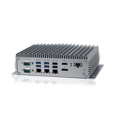 มินิพีซีแบบไม่มีพัดลมอุตสาหกรรมที่ทนทานของ OEM DC24V Wins10 / Linux 3 LAN