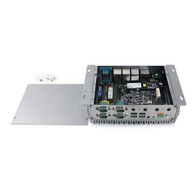 คอมพิวเตอร์กล่องไร้พัดลมขนาดเล็ก Intel Celeron J6412 Mini PC 3 LAN 10 USB 6 COM