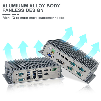Fanless Mini Industrial Embedded Box PC Window 11 พร้อม 6 * COM