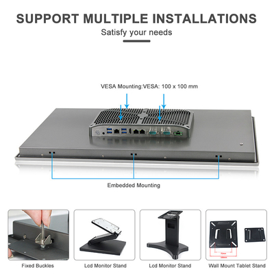 J6412 คอมพิวเตอร์อุตสาหกรรม Quad Core Fanless ฝังตัว HMI All In One Dual Giga Lan