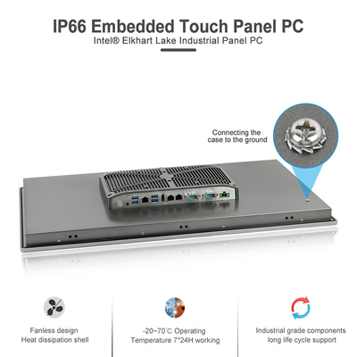 J6412 คอมพิวเตอร์อุตสาหกรรม Quad Core Fanless ฝังตัว HMI All In One Dual Giga Lan