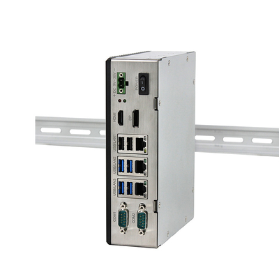 คอมพิวเตอร์อุตสาหกรรมฝังตัวที่ทนทาน J6412 Dual Lan Quad Core Windows10 DIN Rail Mount