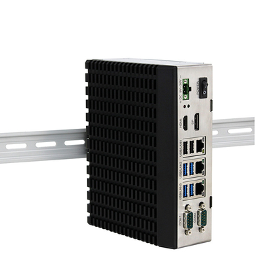 คอมพิวเตอร์อุตสาหกรรมฝังตัวที่ทนทาน J6412 Dual Lan Quad Core Windows10 DIN Rail Mount