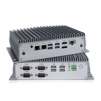 8th CPU อลูมิเนียมอัลลอยด์อุตสาหกรรม Fanless Mini PC, MSATA 128G SSD Fanless I3 Mini Pc
