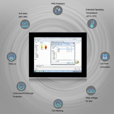 I3 I5 I7-8565U Ip65 แผงพีซี, Capacitive HMI Industrial Panel Mount Monitor