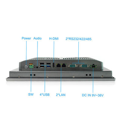 TPM2.0 12 นิ้ว Industrial Panel Mount Pc, 9V-36V DC 1280 X 800 Fanless Industrial Computer