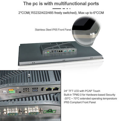 250cd / m2 SUS304 แผง HMI แบบไม่มีเสียง PCAP พร้อม Dual RJ45 24in