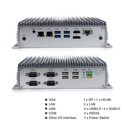 Fanless Mini PC รุ่นที่ 8 I3 I5 CPU Industrial Embedded Box PC สำหรับ Edge Computing