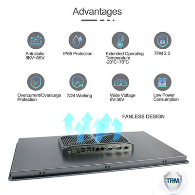 1000nits I7 HMI แผงพีซี 8th Generation Ip66 ด้านหน้ากันน้ำ