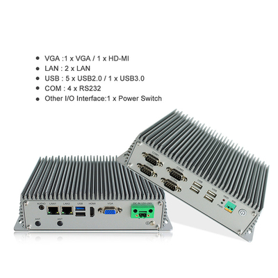 กล่องพีซีแบบฝังตัวสำหรับอุตสาหกรรมที่ไม่มีพัดลมปรับแต่ง J1900 Quad Core