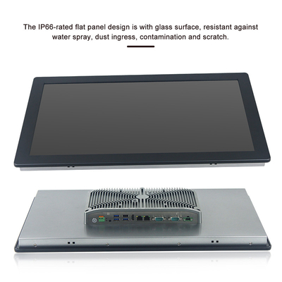 PCAP Touch Embedded Fanless Industrial Panel PC คอมพิวเตอร์ติดผนังด้านหน้า IP65