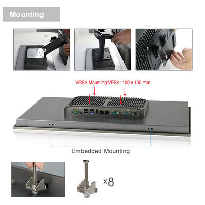 ทนทานไร้พัดลม 16/9 FHD HMI Touch Panel PC Core I3 คอมพิวเตอร์อุตสาหกรรมพร้อม 2COM
